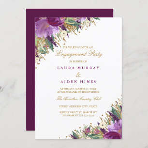 Sparkling Amethyst Purple Wedding Engagement Party Invitation