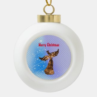 Sparkling Angel Ceramic Ball Ornament