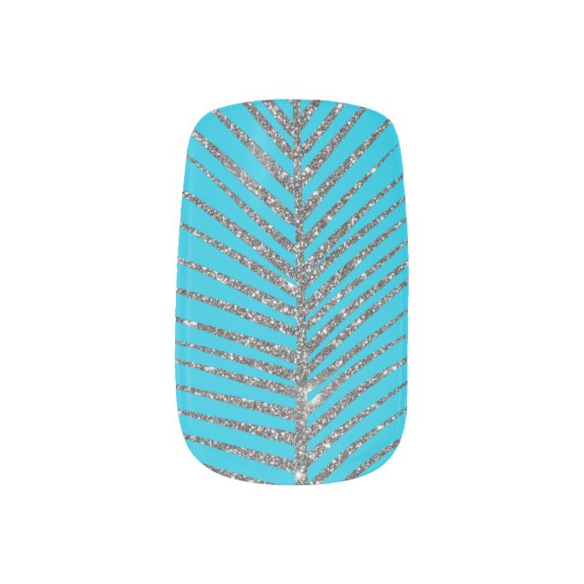 Sparkling Aqua Blue Glitter  Minx Nail Art (Left Thumb)