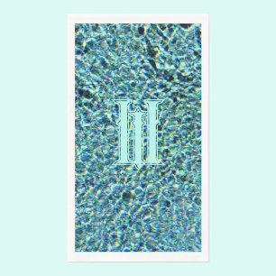 Sparkling Aqua Blue Turquoise with Monogram Paper Guest Towels