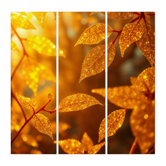 Sparkling Autumn Leaves Triptych Wall Art