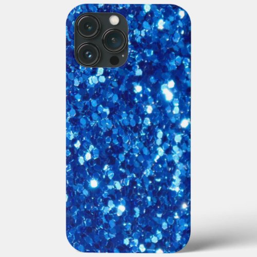 Sparkling Azure Blue Glitter Digital Art iPhone 13 Pro Max Case