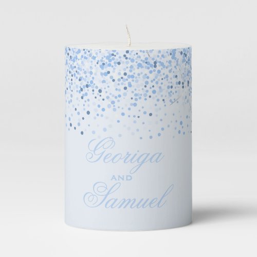 Sparkling Baby Blue Glitter Pillar Candle