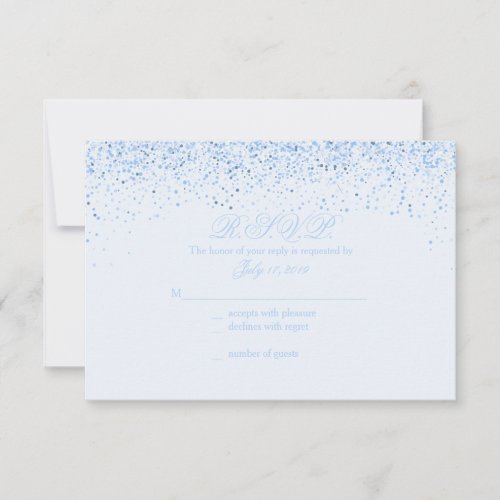 Sparkling Baby Blue Glitter Wedding Response Cards