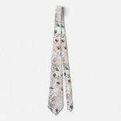 Sparkling Barely Blush & White Greenery Wedding Neck Tie (Front)