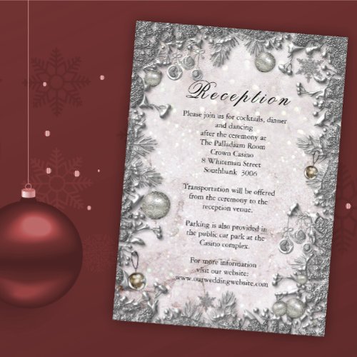 Sparkling Baubles Winter Snow Christmas Wedding  Enclosure Card