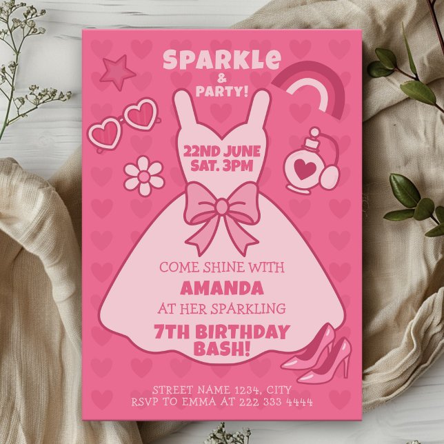 Sparkling Birthday Bash for Girls with Glam Invitation (Creator Uploaded)