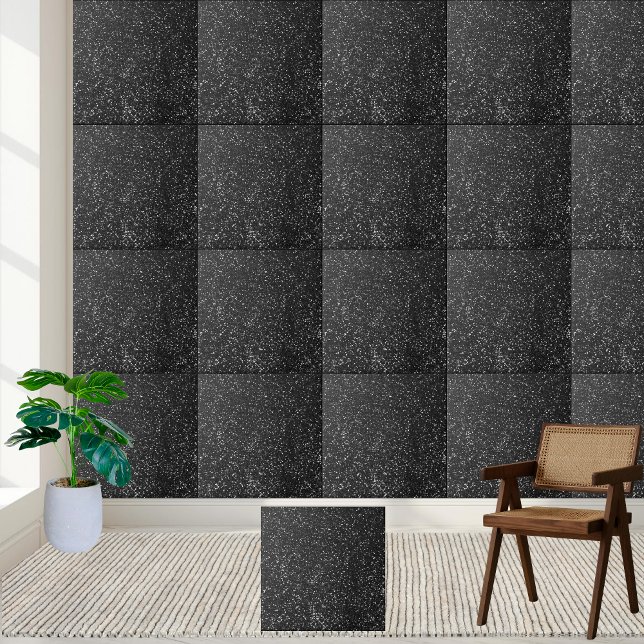 Sparkling Black Glitter Luxury Home Décor Ceramic Tile (Sparkling Black Glitter Luxury Home Décor Ceramic Tile)