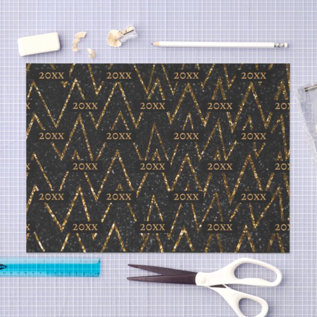 Sparkling Black Gold Chevron New Year Packaging Tissue Paper (Craft)