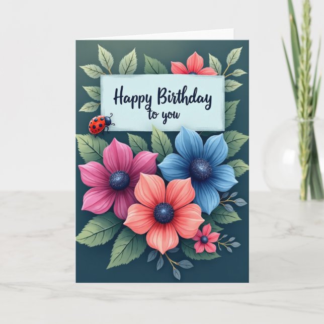 Sparkling Blooms Birthday Card (Front)