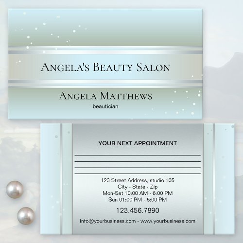 Sparkling Blue Beauty Appointment Business Card