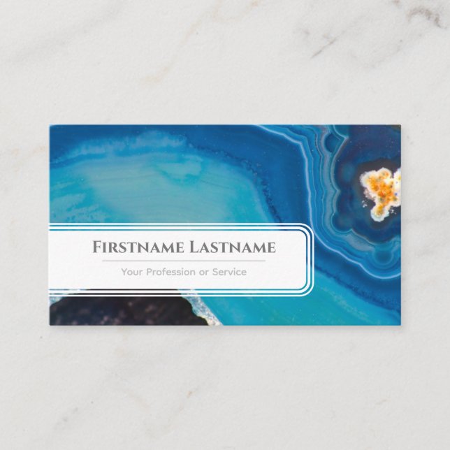 Sparkling blue crystals for luxury gem experts business card (Front)