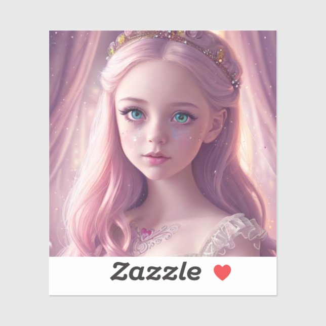 Sparkling Blue Eyed Princess Girl Sticker (Sheet)