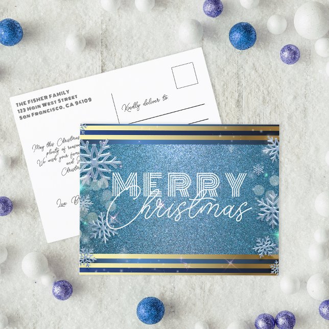 Sparkling Blue Frosty Winter Wonderland Christmas Holiday Postcard (Creator Uploaded)