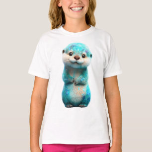 Sparkling Blue Galaxy Otter Kids T-Shirt