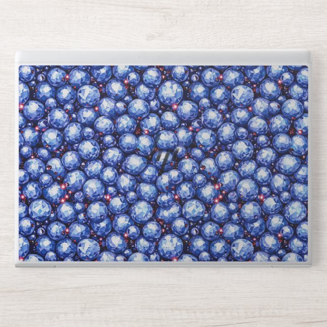 Sparkling blue gemstones pattern HP laptop skin (Front)