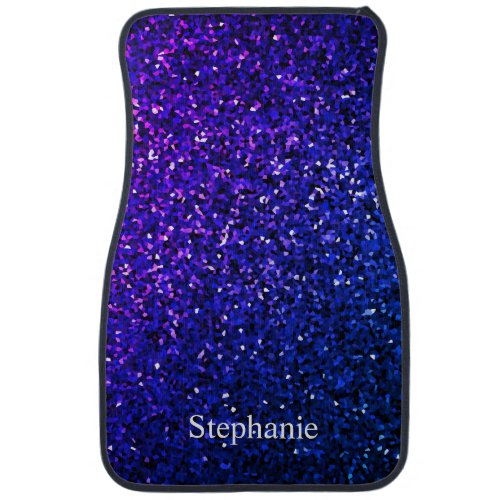 Sparkling Blue Glitter Patterns Custom Name Cute Car Floor Mat