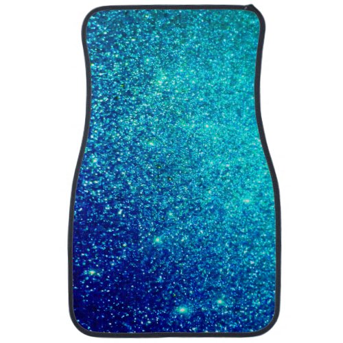 Sparkling Blue Glittery Ombre Teal Colorful Bright Car Floor Mat