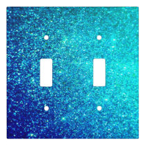 Sparkling Blue Glittery Ombre Teal Colorful Cute Light Switch Cover