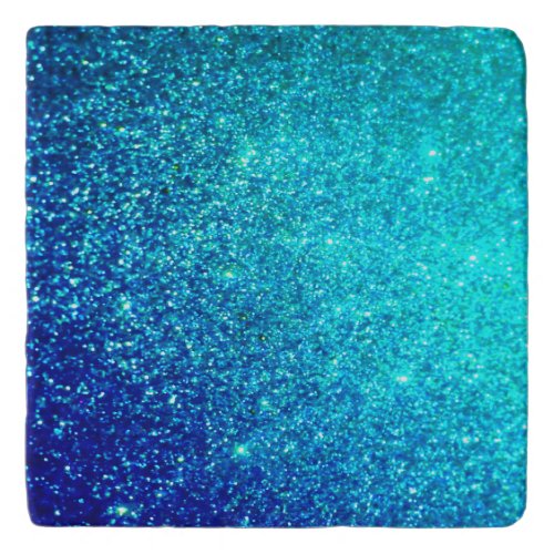 Sparkling Blue Glittery Ombre Teal Colorful Cute Trivet