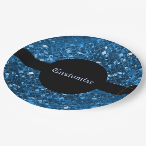 Sparkling Blue Mosaic Pattern Paper Plates