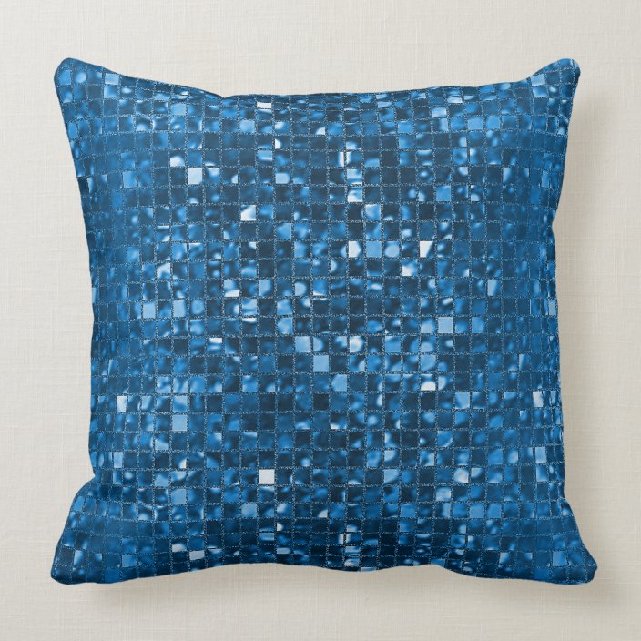 Sparkling Blue Mosaic Pattern Throw Pillow