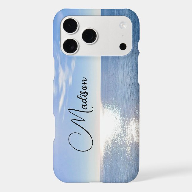 Sparkling Blue Ocean Custom Name Iphone Case (Back)