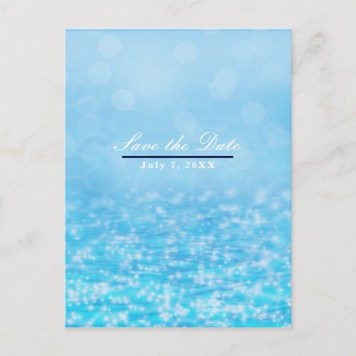 Sparkling Blue Ocean Sea Water Beach Save the Date Announcement Postcard