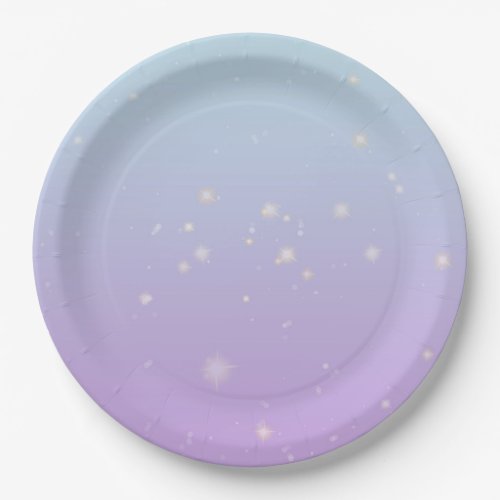 Sparkling Blue Purple Gradient Ombre  Paper Plates