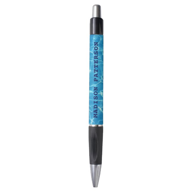 Sparkling Blue Swim Team Pool Blue Water Name Pen (Front Vertical)