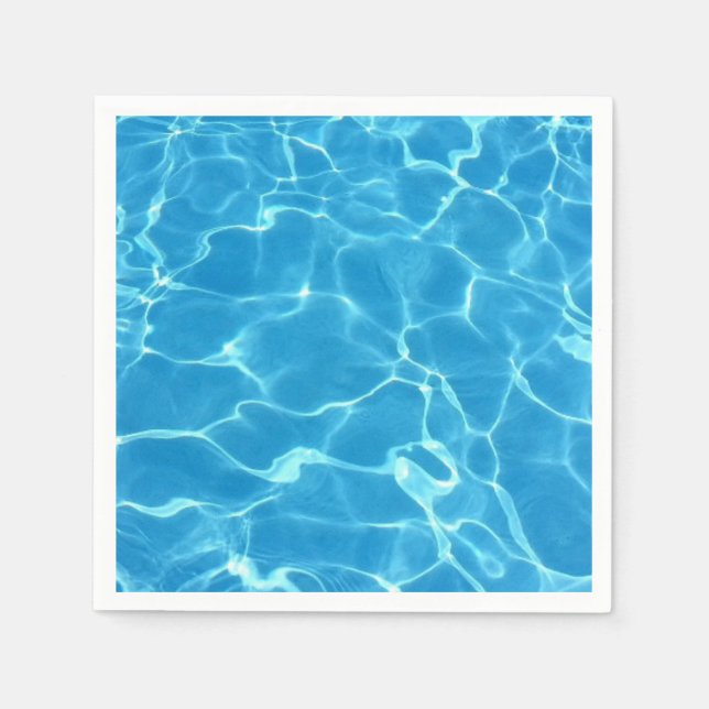 Sparkling Blue Swimming Pool Blue Water Aquatic Paper Napkins (Front)