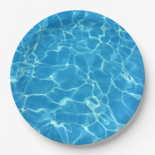 Sparkling Blue Swimming Pool Blue Water Aquatic Paper Plates