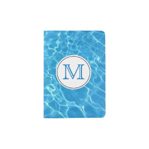 Sparkling Blue Swimming Pool Blue Water Monogram Passport Holder