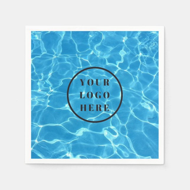 Sparkling Blue Swimming Pool Water Add Your Logo Napkins (Front)