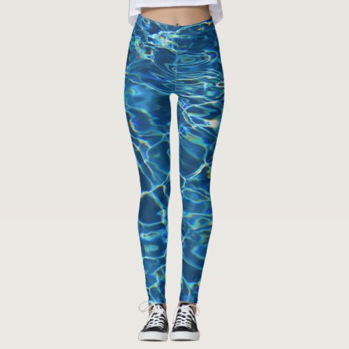 Sparkling Blue Swimming Pool Water Leggings