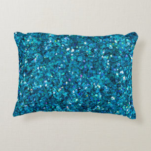 Sparkling Blue-Turquoise Bling Accent Pillow