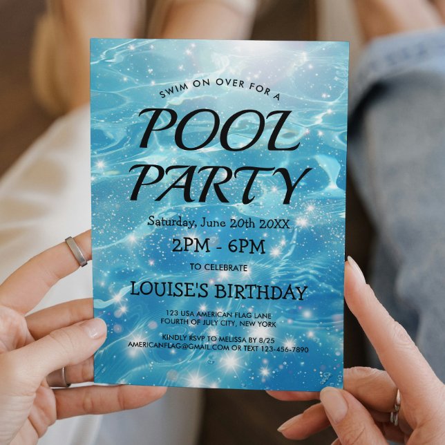 Sparkling Blue Water I Pool Party Invitation (Creator Uploaded)