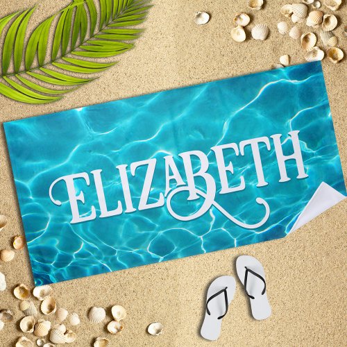 Sparkling Blue Waters Personalized Beach Towel