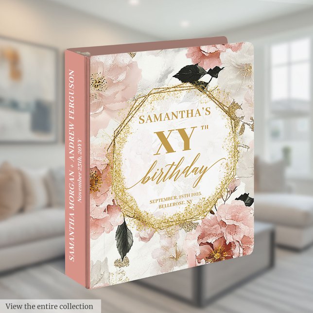 Sparkling Blush Ivory Gold Birthday Memory Album 3 Ring Binder (Sparkling Blush Ivory Gold Birthday Memory Album 3 ring binder)