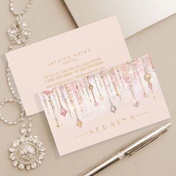 Sparkling Boho Gems On Rose Gold Id1035 Business Card by arrayforcards at Zazzle