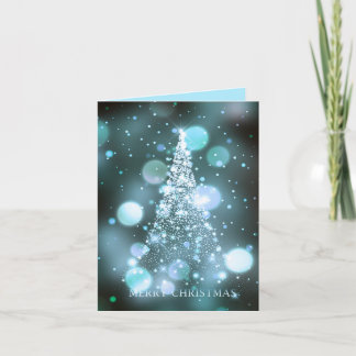 Sparkling Bokeh Merry Christmas Tree Holiday Card