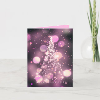 Sparkling Bokeh Merry Christmas Tree Holiday Card