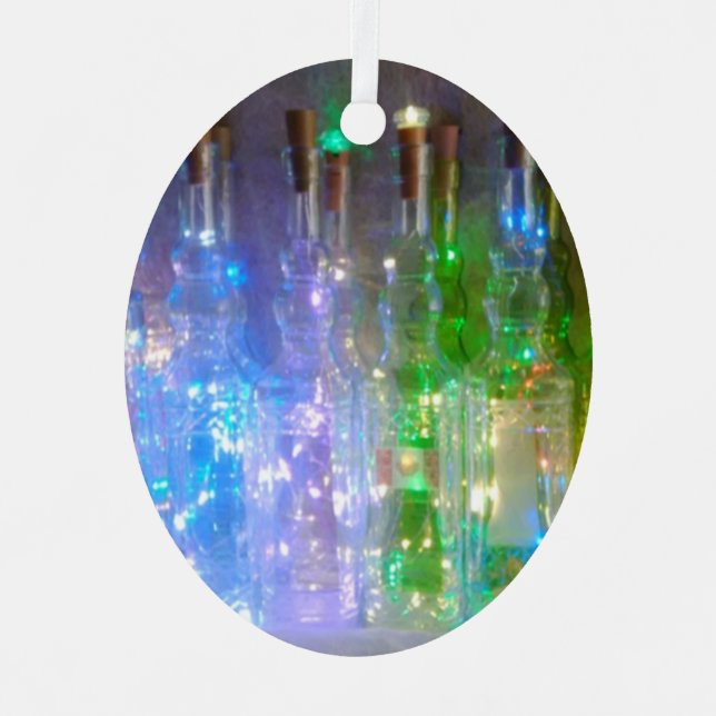 Sparkling Bottles Ceramic Ornament (Front)