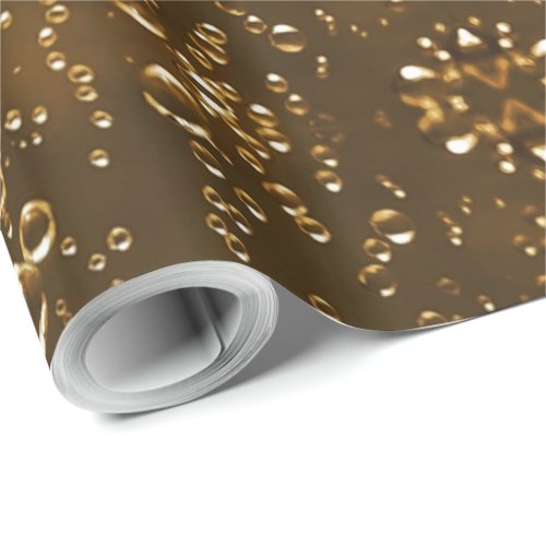 Sparkling Bubbles Water Drops Festive Brown Wrapping Paper