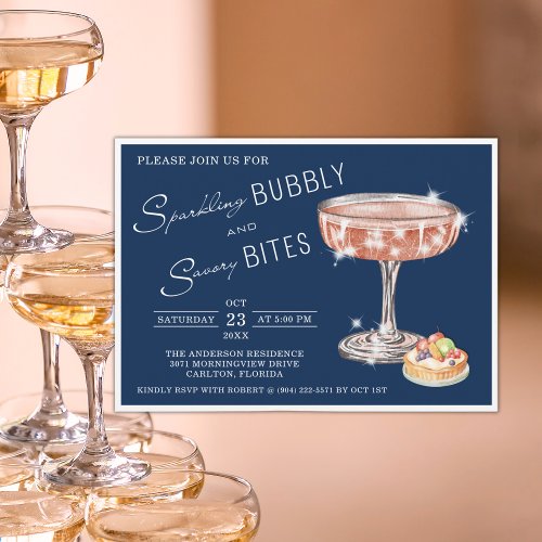 Sparkling Bubbly and Savory Bites Happy Hour Invitation