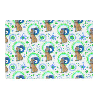 sparkling bunny in green and blue placemat