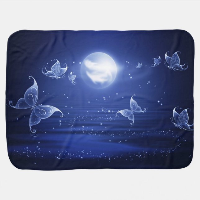 Sparkling Butterflies Luna moths fly by moon light Stroller Blanket (Horizontal)