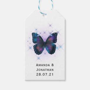 Sparkling Butterfly and Floral Wedding Gift Tags
