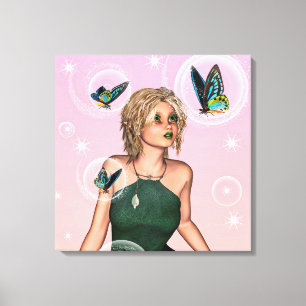 Sparkling Butterfly Fairy Fantasy Art Canvas Print