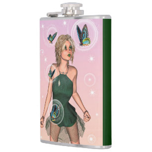 Sparkling Butterfly Fairy Fantasy Art Flask